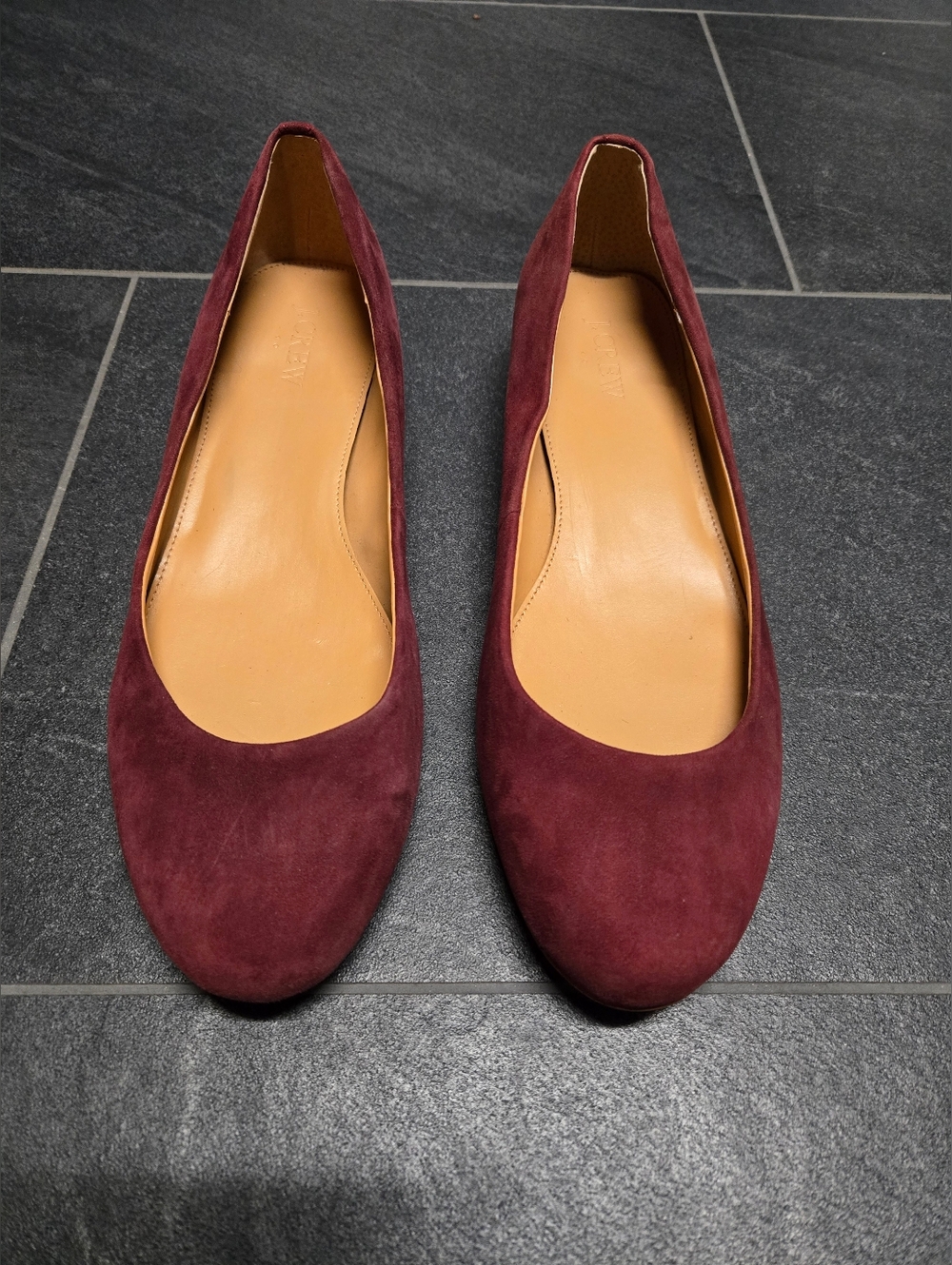 J Crew Anya Burgundy Colored Suede Ballet Flats Women's Size 9.5